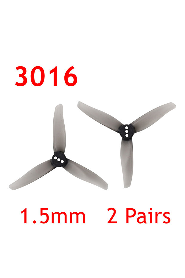 2 pairs Gray 1.5mm 4PCS / 2 Pairs Gemfan 3016 3inch 3-blade Propeller Props FPV 1.5mm/2mm Hole Prope