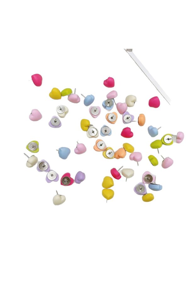 30pcs 30pcs Resin Heart Push Pins Aesthetic Pastel Macaron Thumbtacks for Cork Board Photo Display O