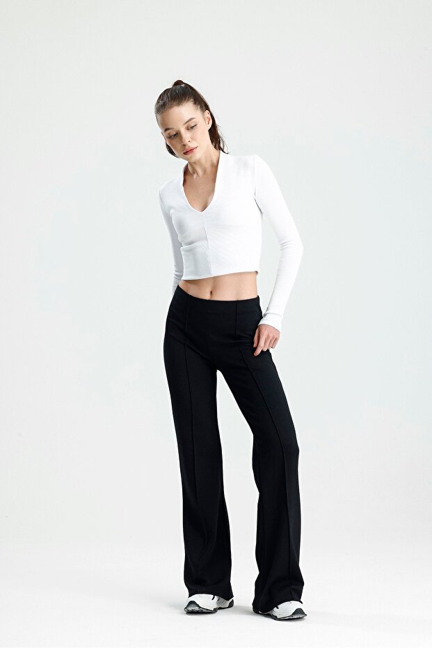 Black Front-Waisted Trousers