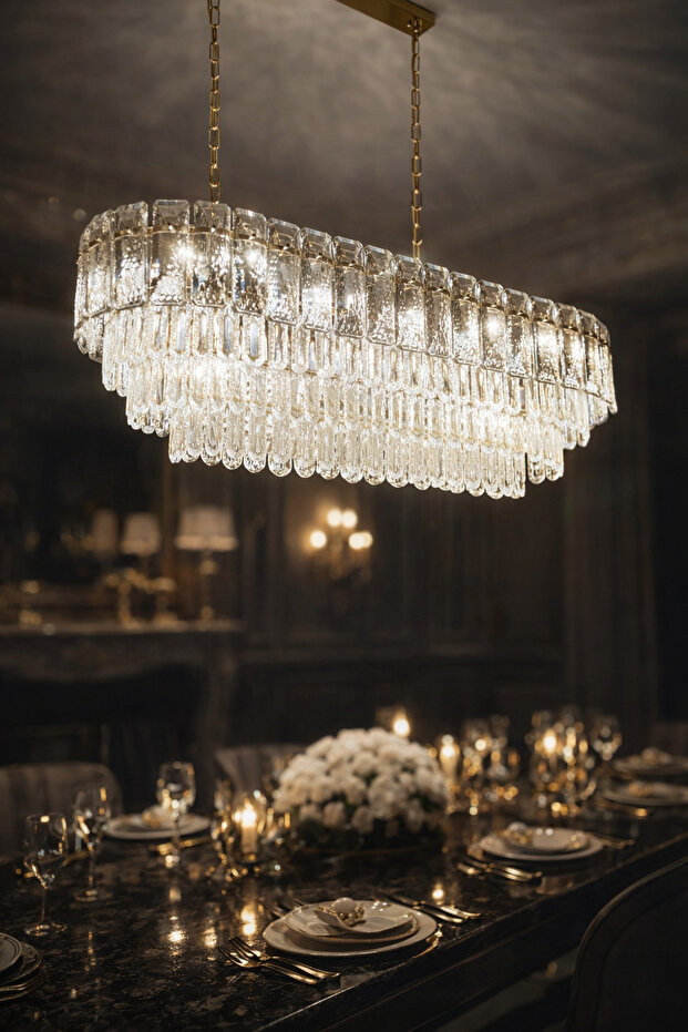 rectangular crystal chandelier - 4