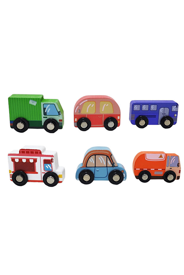 - Wooden Mini Car Set -C- 6 Pcs