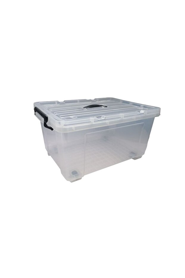 Clear Plastic Storage Box 35L with Wheels, Durable Household Organizer for Easy Storage