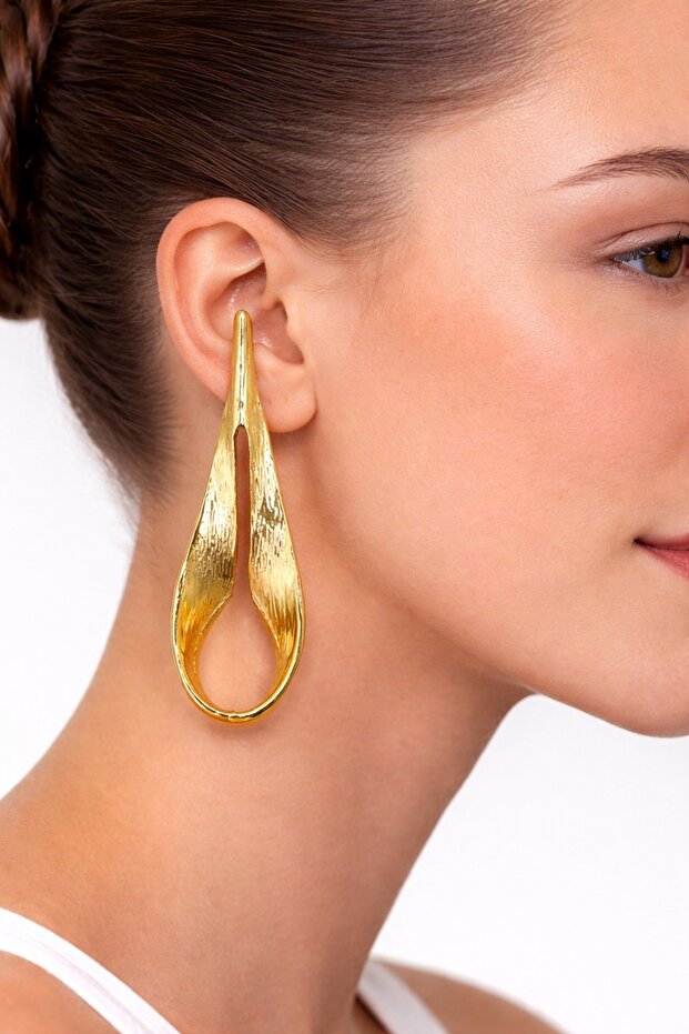 Women's Yellow Color Special Design Steel Stud Earrings - Flow