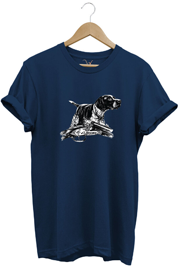 Outdoor Hunting Kurzhaar Dog Printed 100% Cotton Regular Fit Crew Neck T-Shirt
