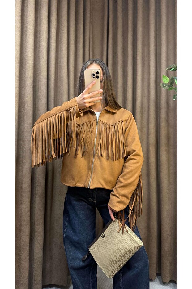 TABA PÜSKÜLLÜ SÜET CEKET - 4