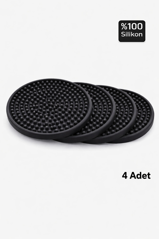 4 Pieces of Silicone Coasters – Coasters – 100% Silicone Coasters Black
