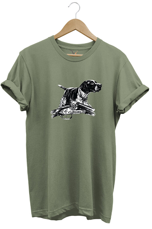 Outdoor Hunting Kurzhaar Dog Printed 100% Cotton Regular Fit Crew Neck T-Shirt