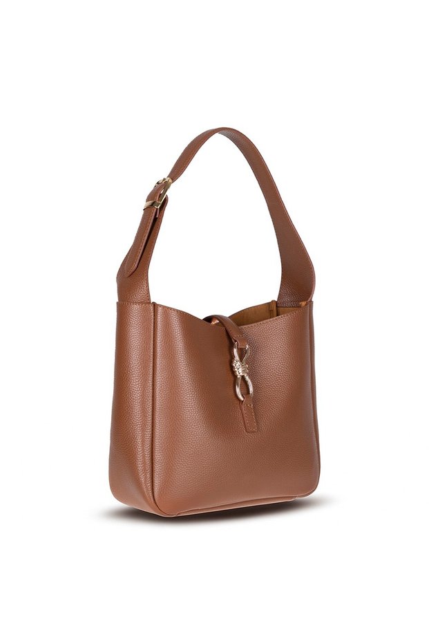 Classic Genuine Leather Women's Shoulder Bag – Azura - Tan Color, Suitable for Every Combination