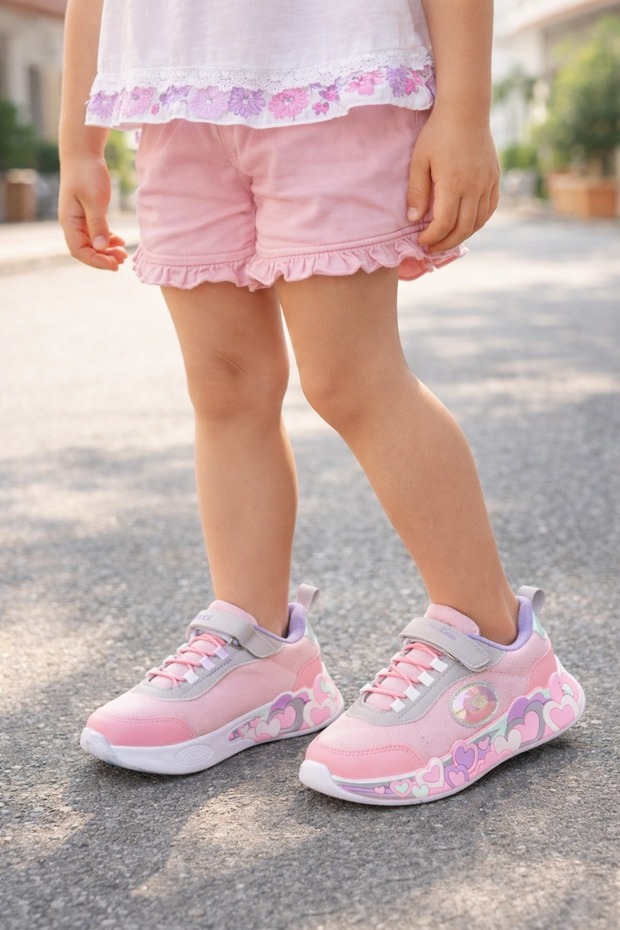 Girls' Velcro Sneakers (Heart Detail)