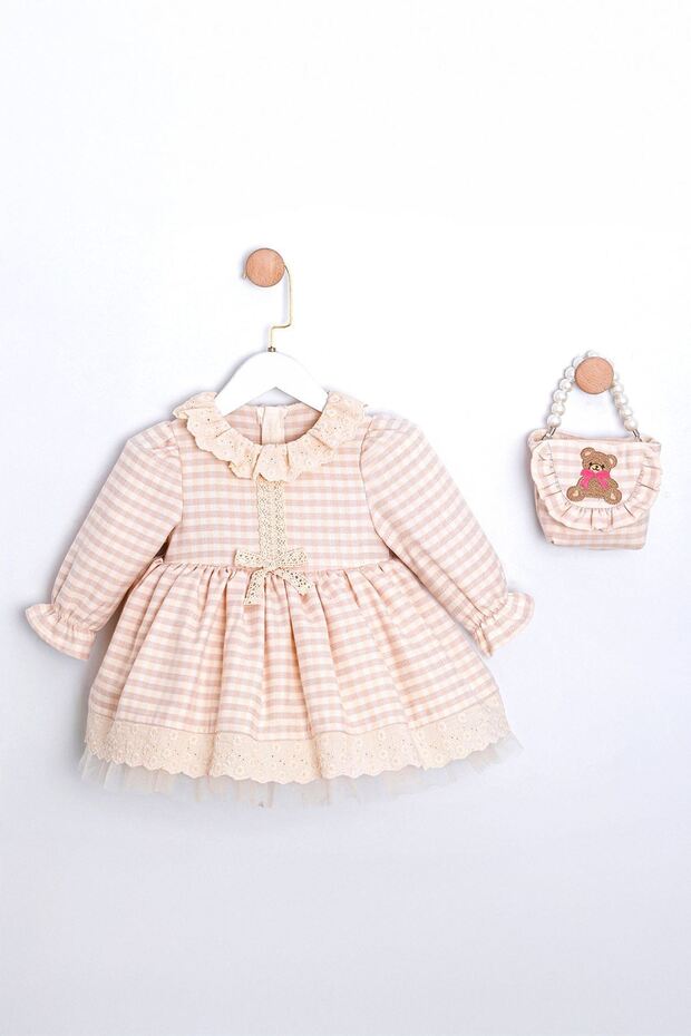 9-24 Months Vivienne Baby Girl Dress with Bag - Brown
