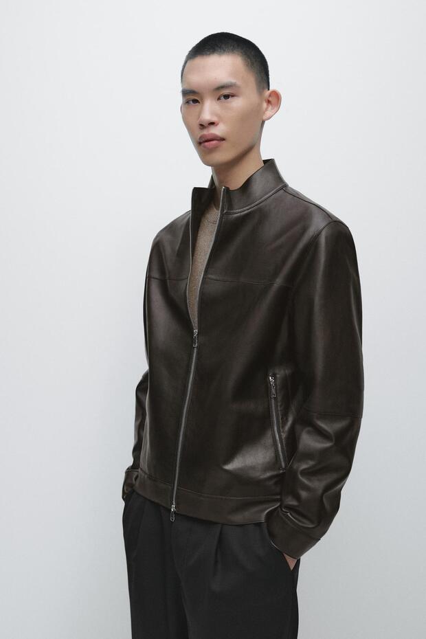 Distressed napa deri ceket - 2