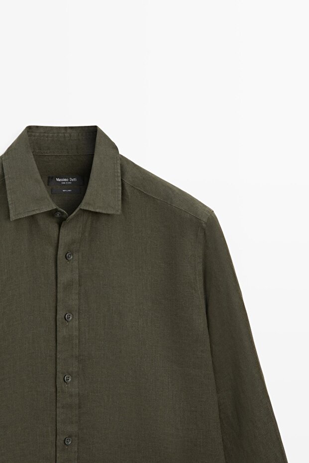 %100 keten regular fit gömlek - 6