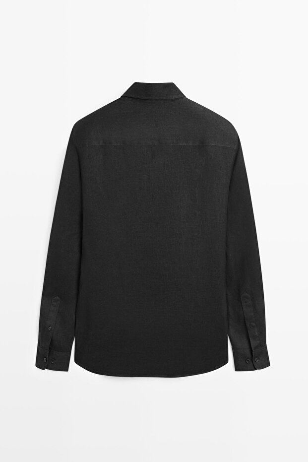 %100 keten regular fit gömlek - 8