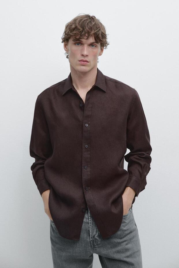 %100 keten regular fit gömlek - 2