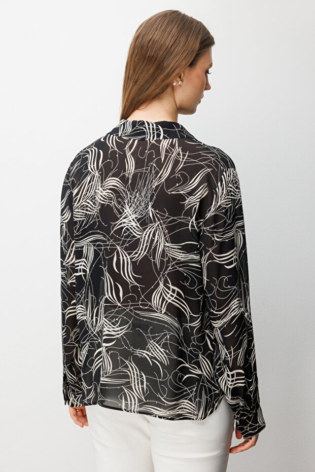 Desenli Transparan Bluz - 4