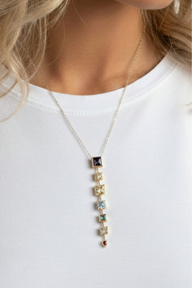 Aurora Mosaic Çelik Kolye - 3