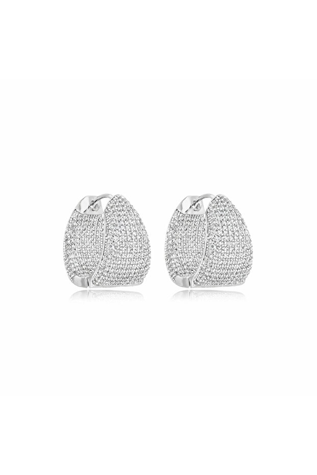Luxury hoop earrings with shiny stones