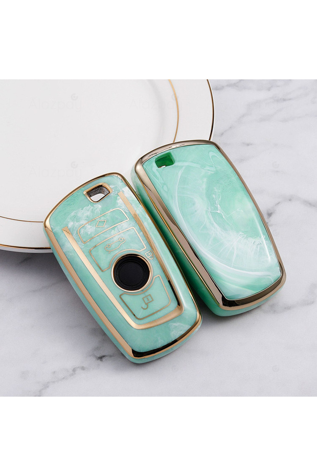 For Bmw 1 3 5 7 Series F30 F25 F20 F18 F16 F15 F10 & X1 X3 X4 X5 Marble Tpu Key Case Cover(Green)