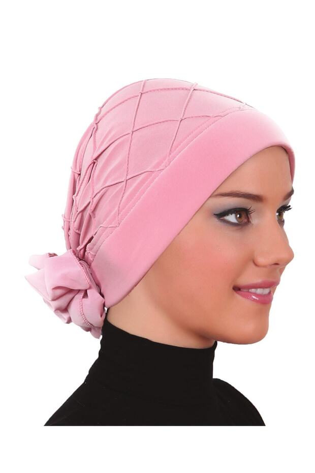 Luxury Ribbed Back Chiffon Accessory Powder Ready Turban Hijab Bonnet Suitable for Medical Use