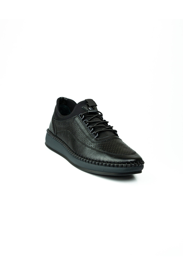 Z092 Black Leather Casual Women's Shoes