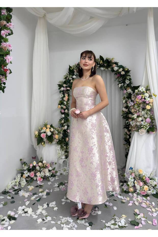 hase straplez elbise - 8