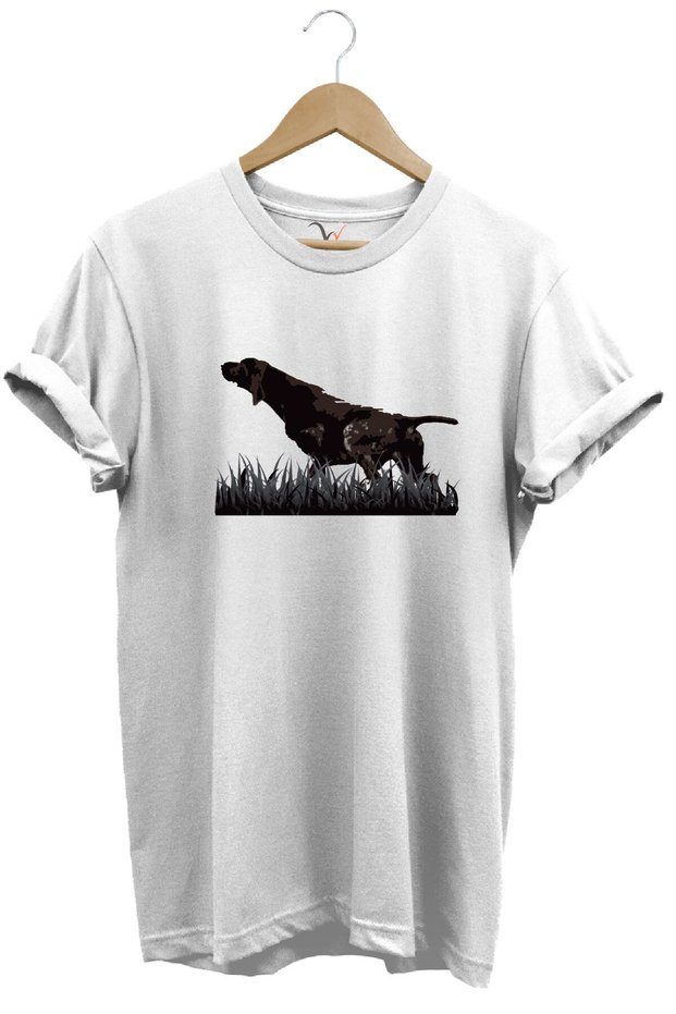 Outdoor Hunting Kurzhaar Dog Printed 100% Cotton Regular Fit Crew Neck T-Shirt