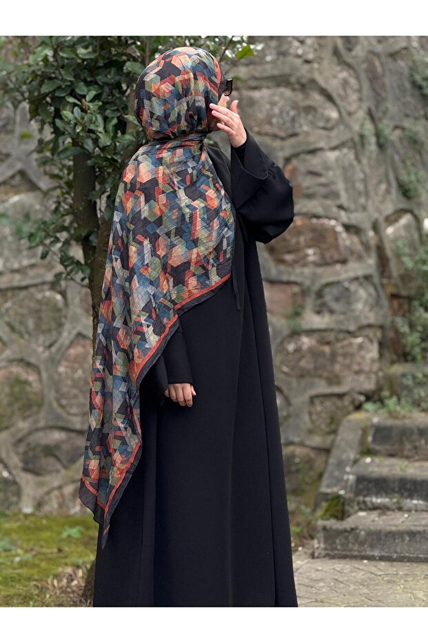 شال بامبو كراش - نمط أيقوني - أسود - 8