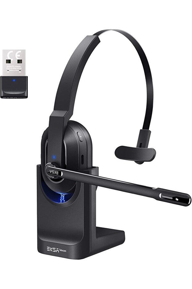 Bluetooth Headset, Wireless Headphones with AI-Powered Environmental Noise Cancelling Microphon