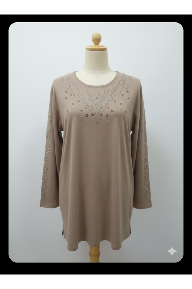 Triko işlemeli anne bluz - 1