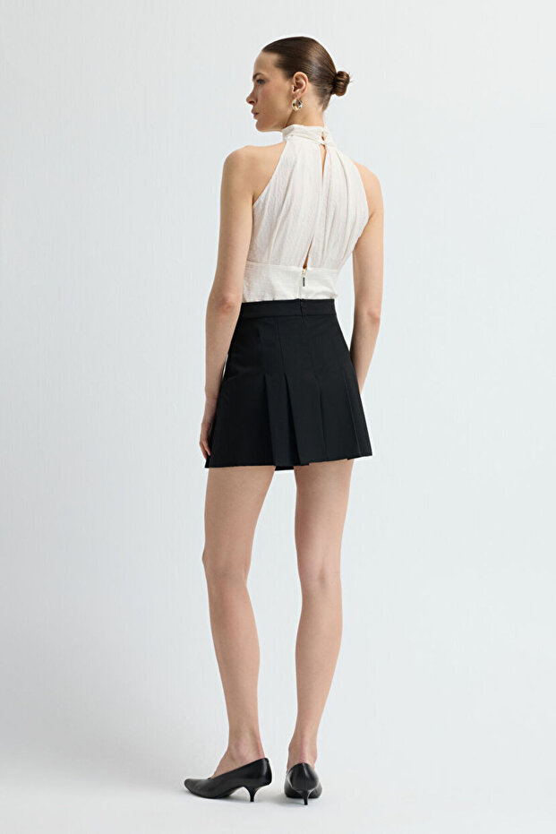 Pileli Mini Etek - 5