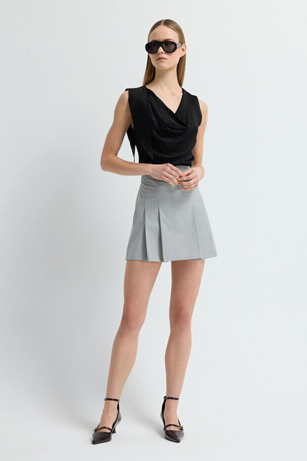 Pileli Mini Etek - 1