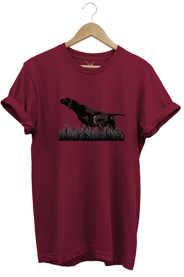 Outdoor Hunting Kurzhaar Dog Printed 100% Cotton Regular Fit Crew Neck T-Shirt