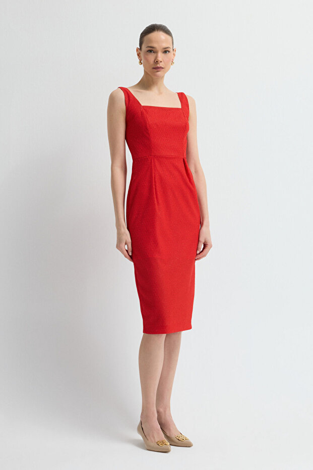 Askılı Dantel Elbise - 4