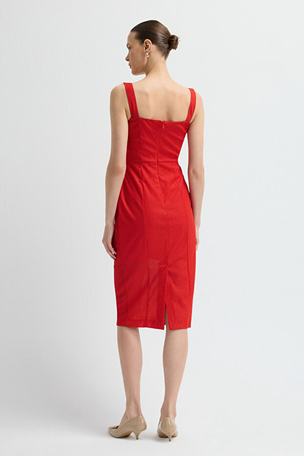 Askılı Dantel Elbise - 5