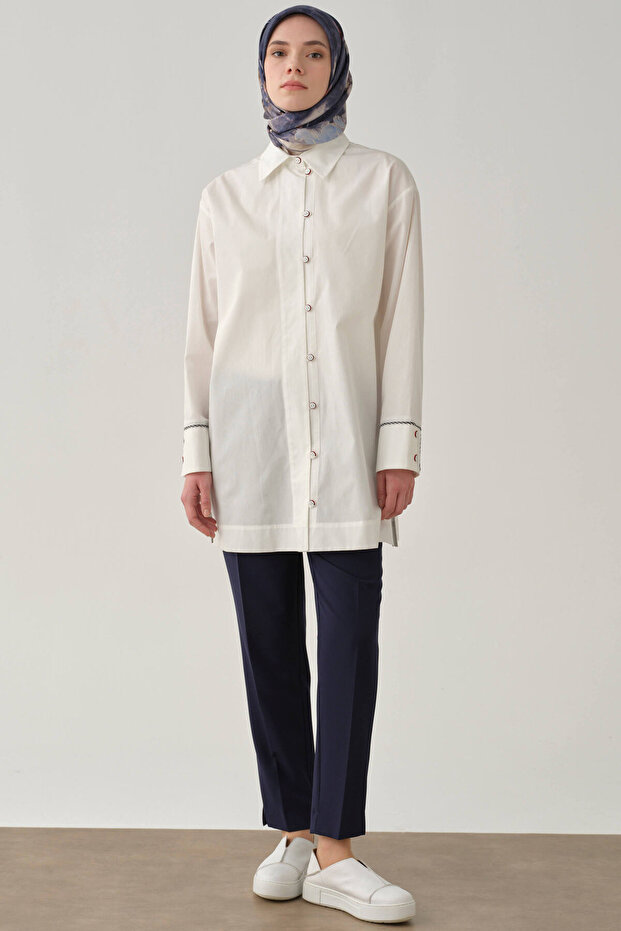 Yüksek Bel Basic Pantolon - Lacivert - 4