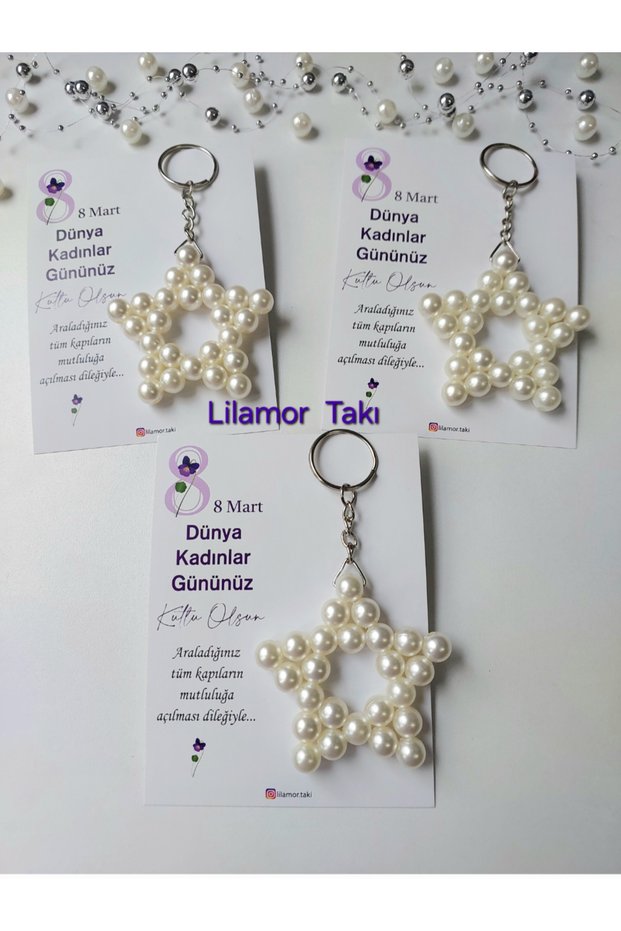 5 Pieces of Pearl Star Keychains for International Women's Day on March 8Th