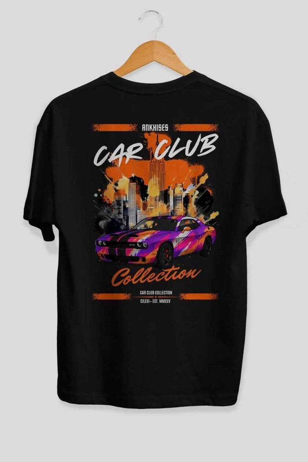 Araba Club Series 22 Back Printed Black Oversize T-Shirt 100% Cotton Men's Women's