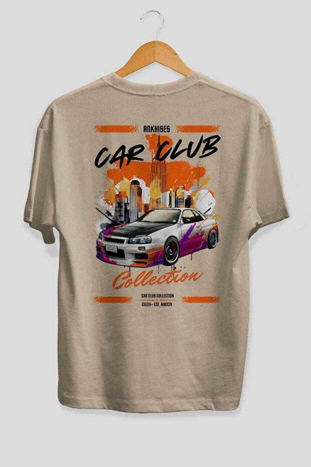 Araba Club Series 30 Back Printed Beige Oversize T-Shirt 100% Cotton Men Women