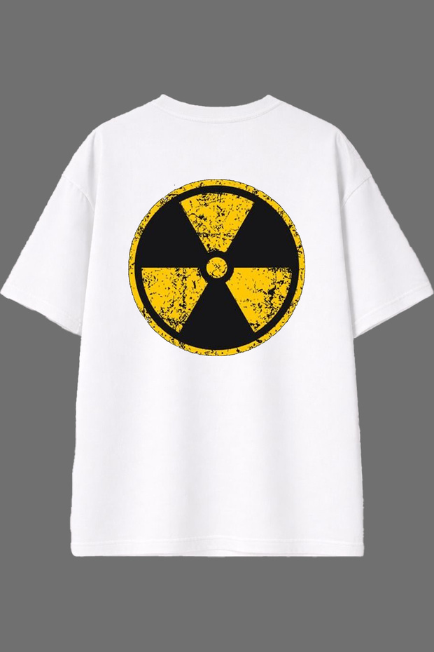 Radiation Design Back Printed White Oversize t Shirt