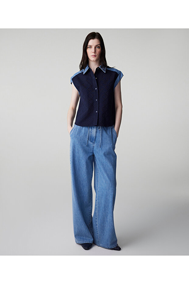 Kumaş mix gömlek - 5