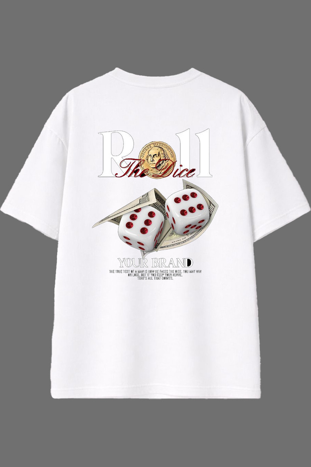 Your Roll Design Back Printed White Oversize T-Shirt