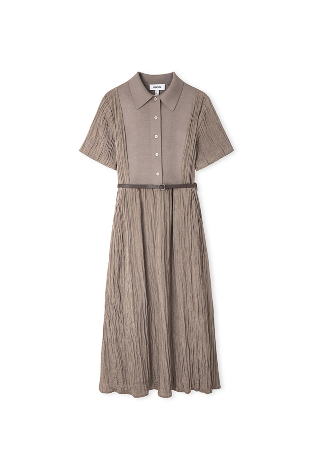 Kemerli triko mix elbise - 3