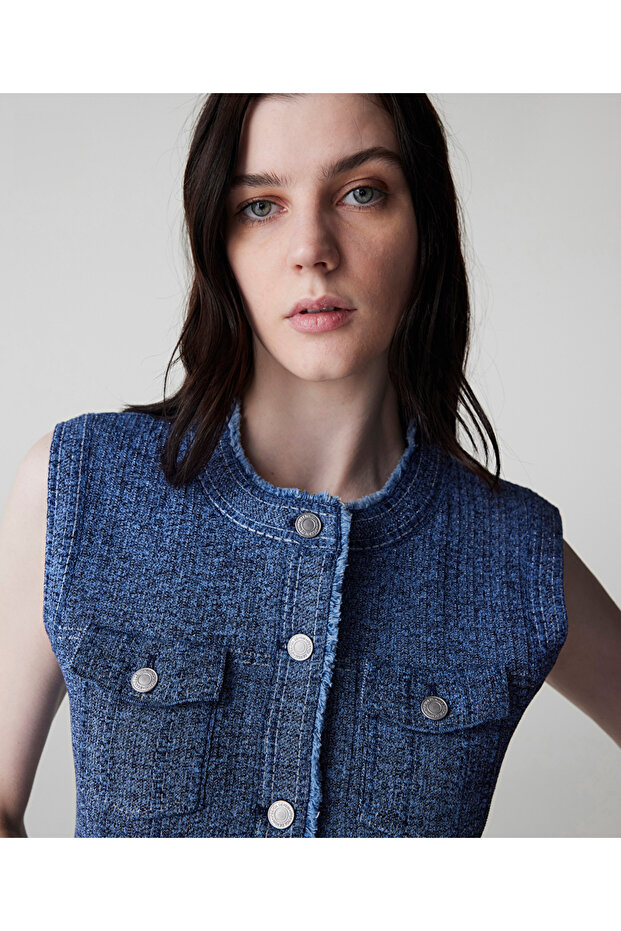 Denim mix triko yelek - 2