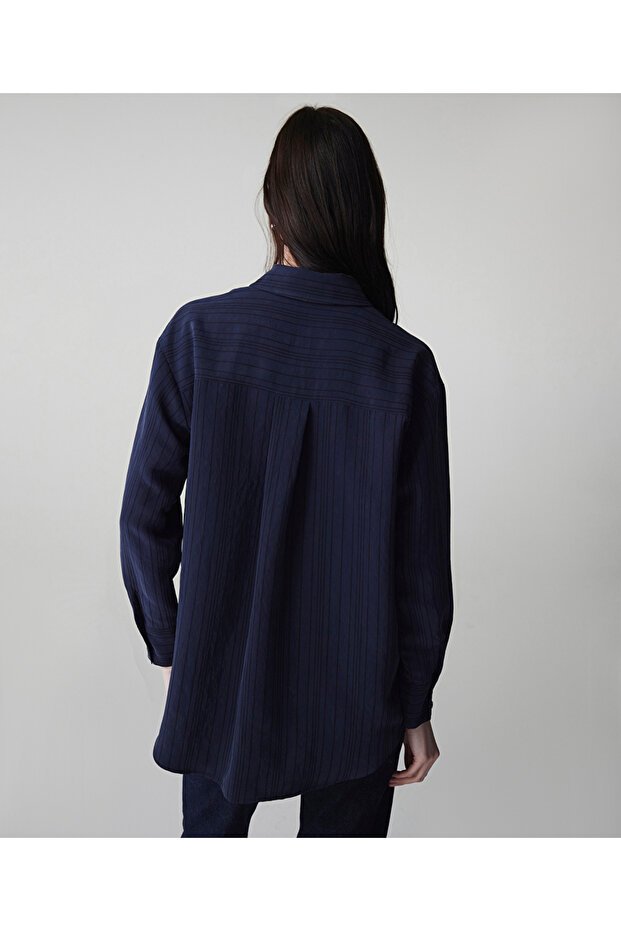 Çizgi jakarlı gömlek - 7