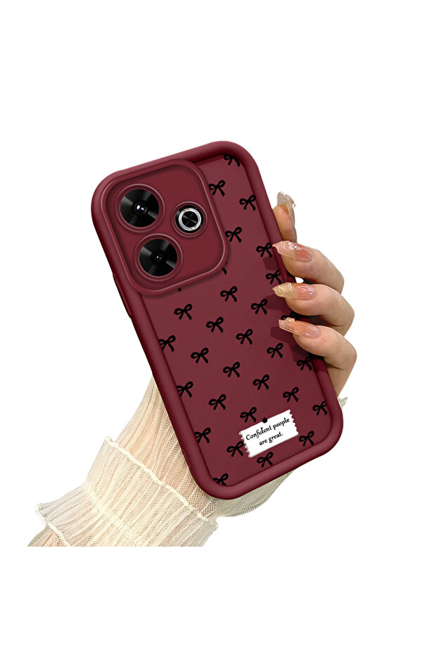 حافظة هاتف من مادة السيليكون المقاومة للصدمات بنمط فيونكة متوافقة مع هاتف Redmi 13 - 3