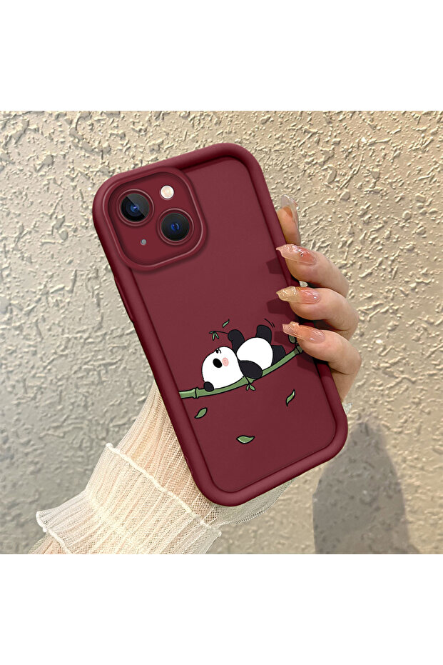 حافظة هاتف من مادة السيليكون مقاومة للصدمات بنمط الباندا متوافقة مع هاتف آيفون 14 بلس - 2