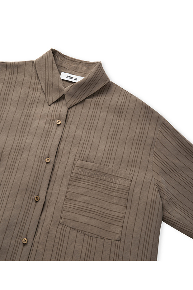 Çizgi jakarlı gömlek - 4