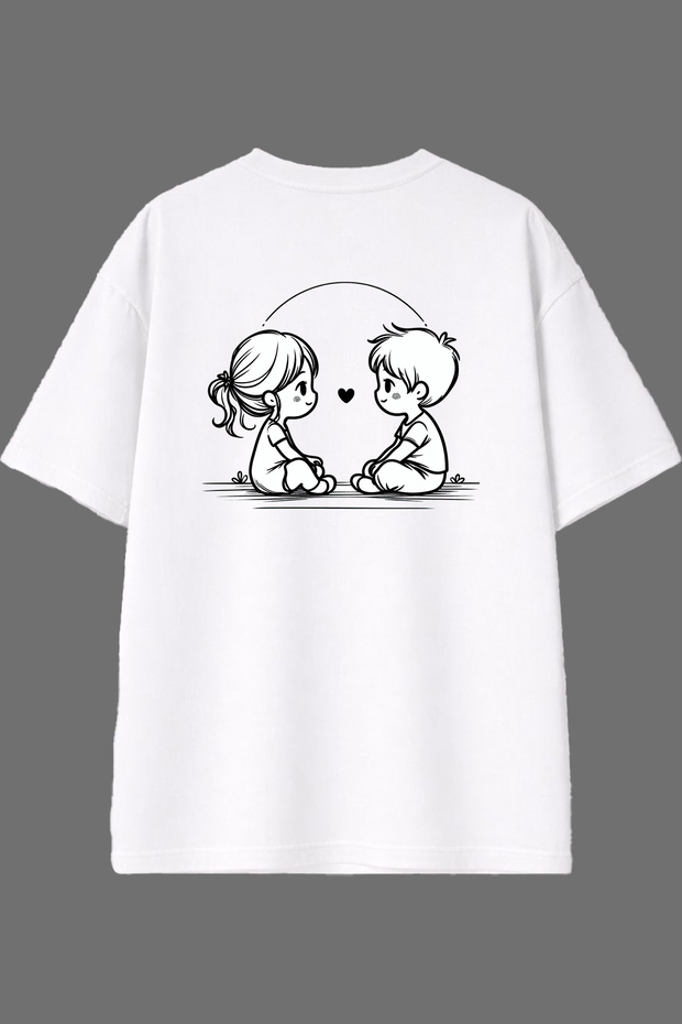 Dear Child Design White Oversize T-Shirt with Back Print