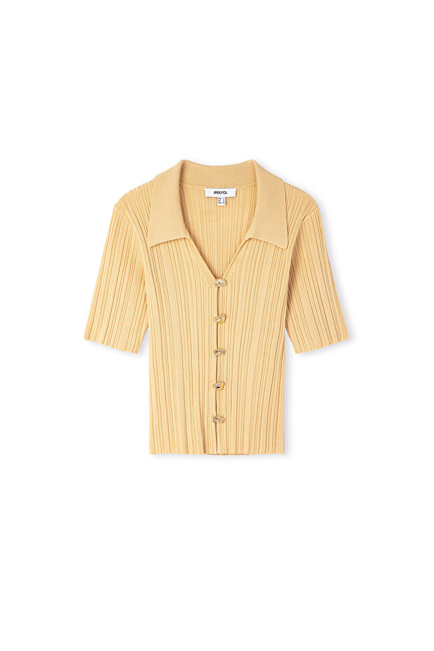 Amorf metal düğmeli triko - 3