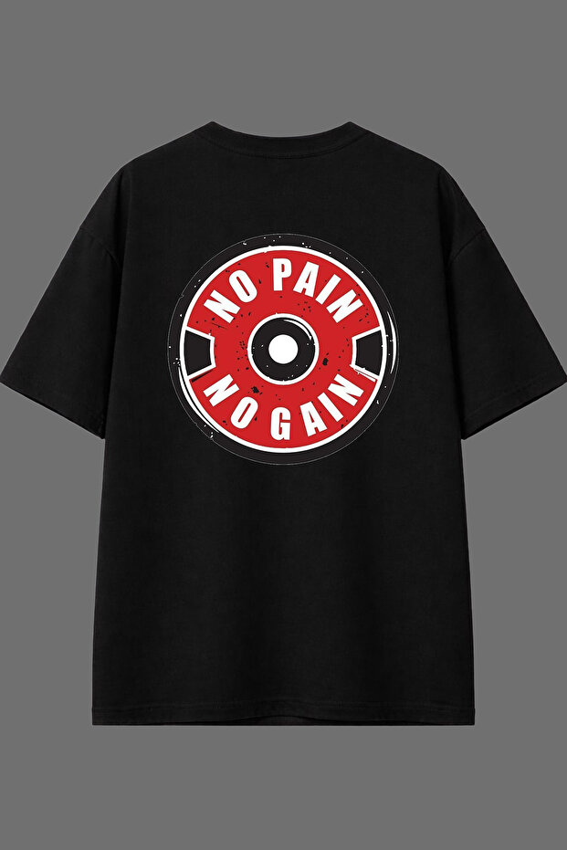 No Gain No Design Back Printed Black Oversize T-Shirt